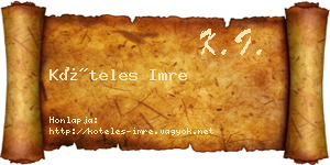 Köteles Imre névjegykártya